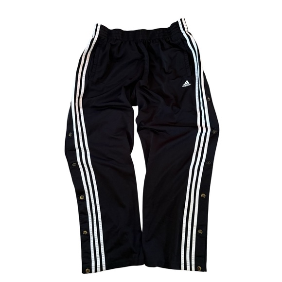 adidas Other - Vintage Adidas Track Pants Tear Away Men Small Black 3 Stripes Snaps Baggy Y2K